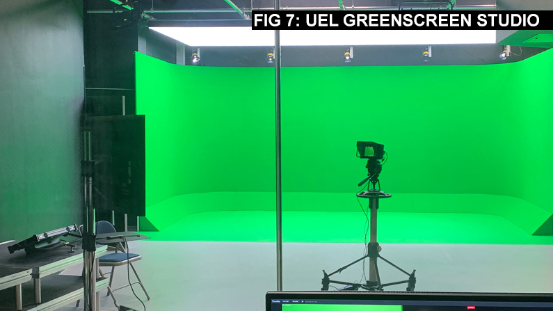 Figure 7 UEL greenscreen studio from control room 1